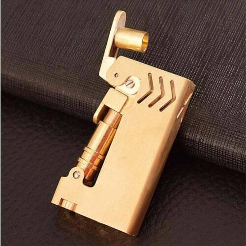 Flame Retro Metal Coal Oil Trenches Lighter Vintage Pure Copper Flint Kerosene Lighters Cigarette Lighter Smoker Gadgets