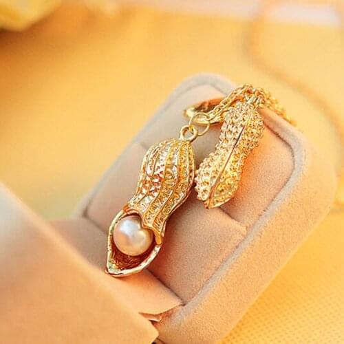Fashion Peanut Pearl Pendant Necklace For Women Jewelry Chain Decor 1PC