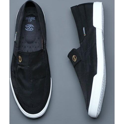 Breathable Canvas Mens Vulcanized Shoes Summer 2021 New Casual Geometric Lazy Driving Loafer Spring/Autumn Sneaker Flats S21062