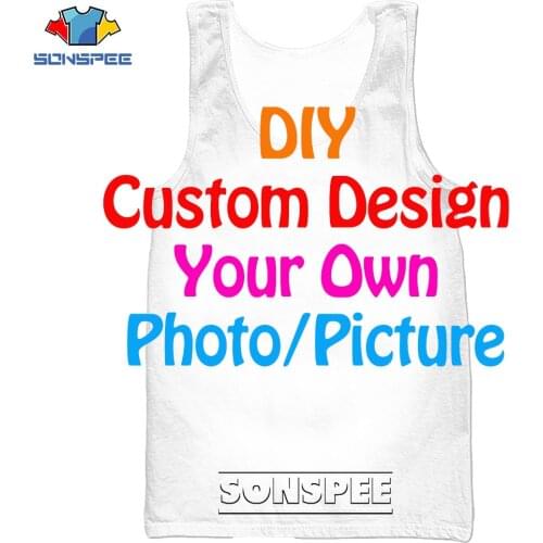 SONSPEE Mens Gym Bodybuilding Hip Hop Tank Tops DIY Customized Print Summer Men Casual Fitness Funny Vest Sleeveless Shirt