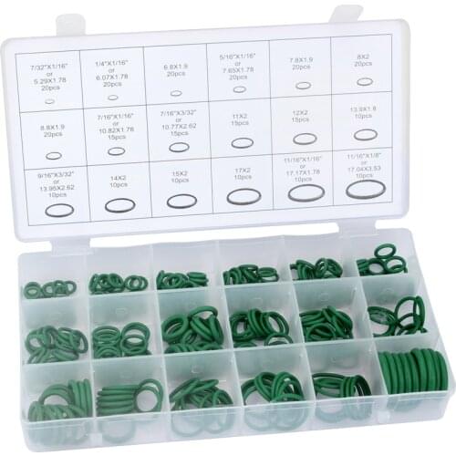 Senzeal 270pcs Rubber O Rings Kit 18 Sizes O-Ring Assortment Insulation Gasket Washer Seals Air Conditioning Car Auto Repair