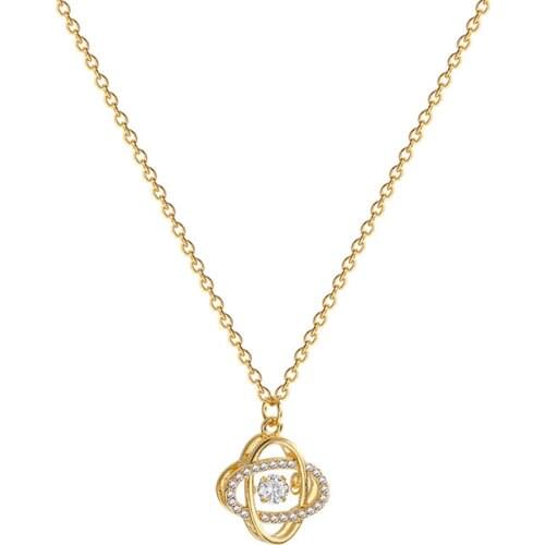 Niche design Design Sense Titanium Steel Necklace Double Ring Zircon Pendant Simple Clavicle Chain Wholesale For Woman Trend