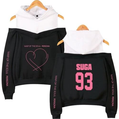 New JIMIN JIN RM V J-hope Jung Kook Kpop Hoodies Women Fashion Off-shoulder Sweatshirts Print Map of soul 7 Casual Hoody Clothes