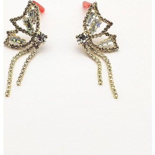 New Arrival! 50x24mm 50pcs Cubic Zirconia Butterfly Shape Ear Stud for Earrings Handmade DIY Parts,Jewelry Findings&Component