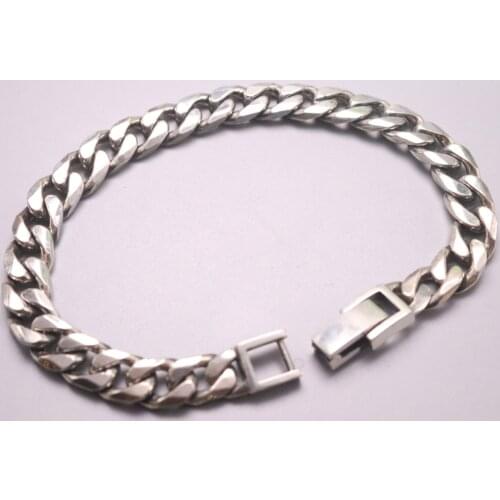 New Pure 925 Sterling Silver Bracelet 8mm Curb Link Chain Bracelet 7.87" L
