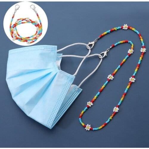 Bohemian Colored Flower Mask Strap Beaded Glasses Chains For Women Face Mask Lanyard Anti Slip Reading Eyeglass Sunglasses Strap