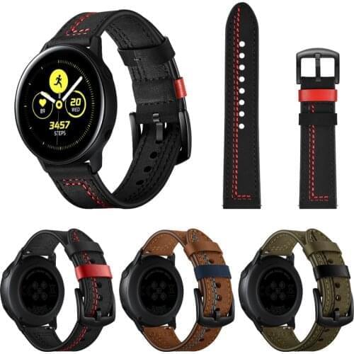 20mm 22m Genuine Leather Gear S3 Band Strap For Samsung Galaxy Watch 46mm 42mm/Active 2 40mm 44mm Huami Amazfit Bip Bands