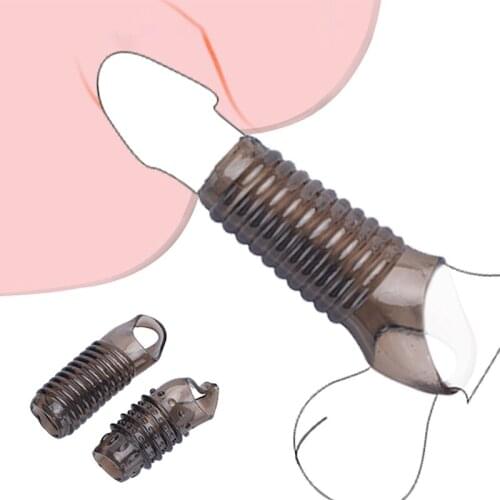 Silicone Penis Ring Cock Ring Vagina Condom Ribbed Multi Functional Dildo Girth Enhancer Sleeve Adult Sex Toy For Men Couples