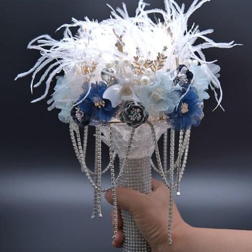 New Arrival 2020 Luxury Feather Bouquet Handmade Flowers Wedding Bouquet Holding Bridal Bouquets