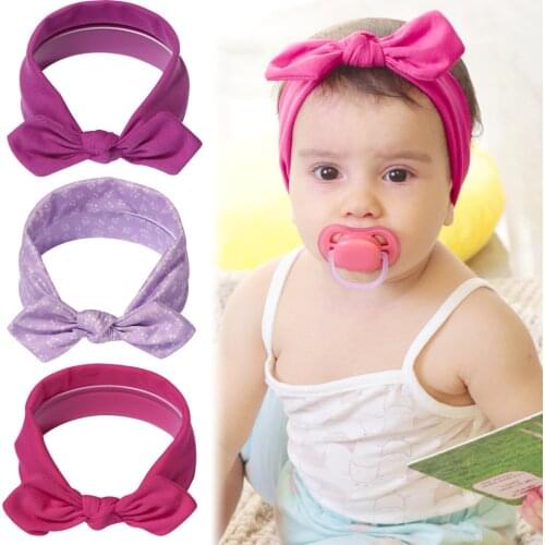 Solid Color Cross Super Soft Seamless Baby Hair Band 3pcs/set Girls Printed Headband Hair Ornament Rabbit Ear Hair Band