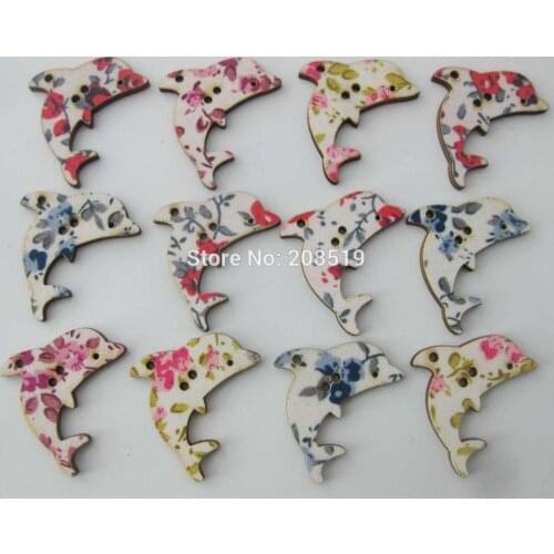 WBNOGN Covered cloth wood dolphin buttons mix 100pcs lovely button children shirt sewing accessories