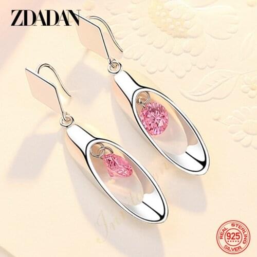 ZDADAN 925 Silver Hollow Long Drop Earrings For Women Charm Wedding Jewelry Gift