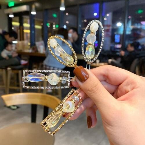 Women Alloy Rhinestones Hair Clip Vintage Geometric Hairgrips Styling Accessories Trendy Hair Accessories