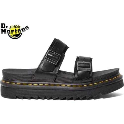 Dr.Martens Womens Summer Buckle Strap VOSS Casual Doc Martin Thick Platform Sandals Female Breathable Genuine Leather Slippers