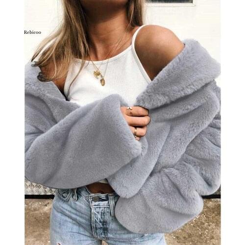 Women Faux Fur Coat Winter Keep Warm Solid color Outerwear Loose Fur Coat Plush Outwear teddy jacket veste fourrure femme Coat