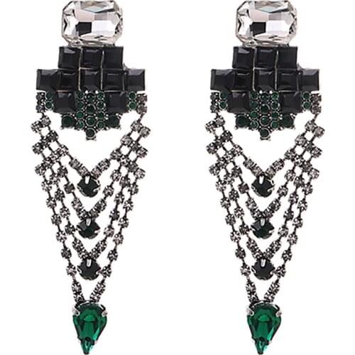 ZHINI New Statement Crystal Earrings Women Enthic Red Rhinestone Drop Dangle Earrings Wedding Jewelry Female boucle d'oreille