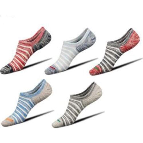 5PCS=10 pairs mens boat socks anti-fall with silicone spring and summer anti-skid boat socks