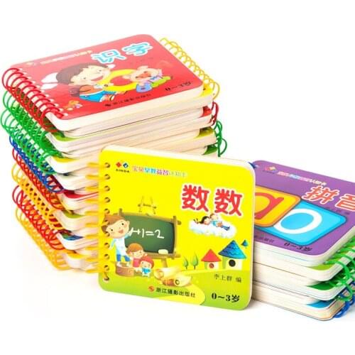 10pcs Set New Early Education Baby Preschool Learning Chinese Characters Cards With Picture Chinese Book with Pinyin English