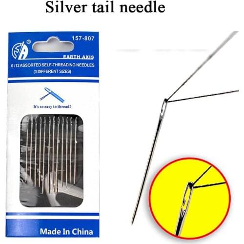 Multi-size Side Opening Sliver Tail Needle 12pcs Darning Stainless Steel Embroidery Sewing Clothes Needles Hand Household Tool