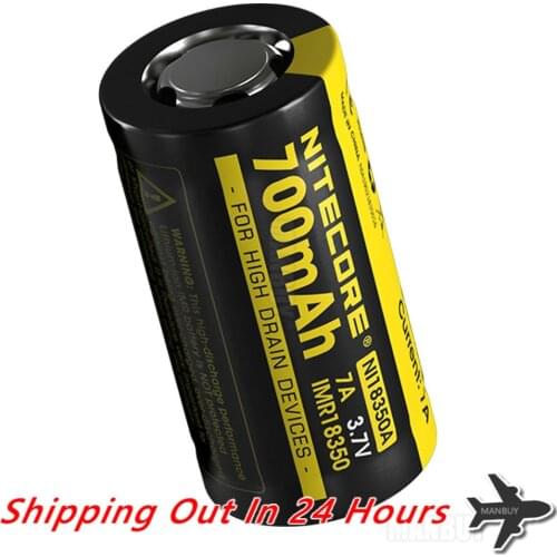 2021 Wholesale NITECORE IMR18350 RCR123A 16340 Rechargeable Li-ion Battery 1 Pc 7A 700mAh 3.7V for High Device Flashlight Torch