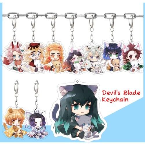Anime Demon Slayer Keychain Acrylic Kimetsu no Yaiba Blade of Ghost Keychains KeyChain Keyring Jewelry Accessories