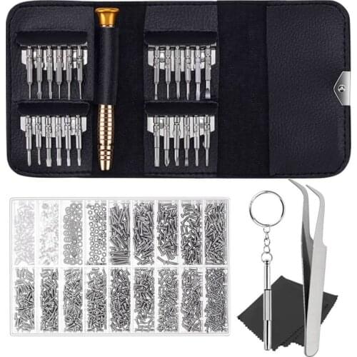 AUAU-Eyeglass Repair Kit With 25Pcs Precision Eyeglass Screwdriver Set And 1000Pcs Glasses Screws For Eyeglasses Sunglasses Repa