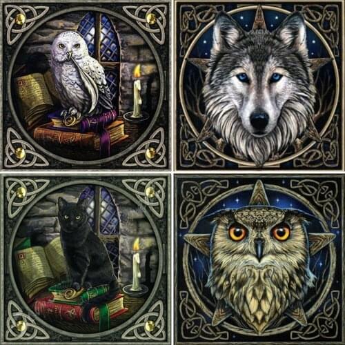 AZQSD 5D Diamond Embroidery Cat Wolf Eagle Mosaic Rhinestones Diamond Painting Animal Cross Stitch Handmade Decoration For Home