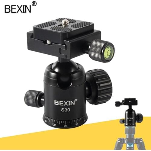 BEXIN S30 panoramic ball head aluminum alloy 360 degree horizontal rotation tripod head suitable for SLR camera monopod tripod