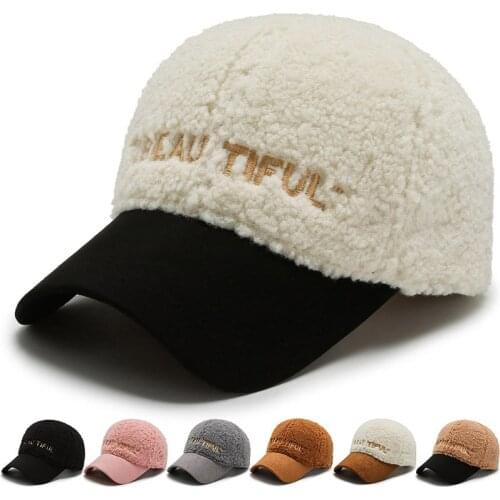 Fashion Lambswool Baseball Caps Winter Women Cute Plush Hat Warm Gorros Mujer Girl Chapeu Casual Wild Bonnet Femme Gorra Beisbol