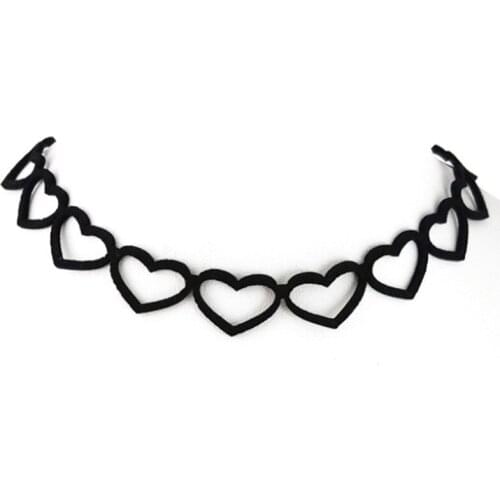 Fashion jewelry necklace neck chain collar Retro Black Korean velvet hollow peach heart collar chain Valentines Day gift