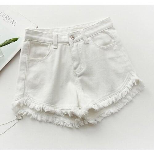 Ankle-Length Pants Black Jeans Washed Street Wear 2021 Sexy Tassel Women Denim Shorts Fashion Summer Slim Korean Chic Girl