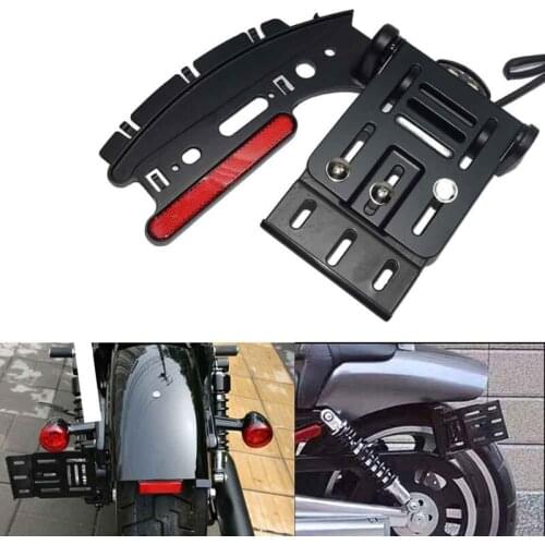 Black folding side mount license plate light holder for motorcycle Sportster xL 883 1200 2004- models Sportster with