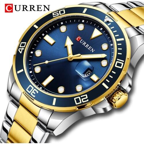 CURREN Mens Watches Top Brand Luxury Stainless Steel Business Clock Waterproof Auto Date Quartz Watch Men Calendar Wristwatch