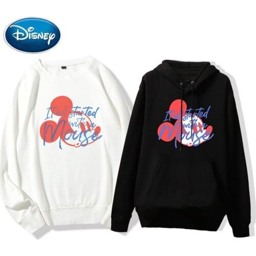 Disney Sweatshirt Fashion Mickey Mouse Letter Graffiti Cartoon Print Hooded Pullover Unisex Women Long Sleeve Tops 10 Colors