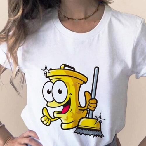 Fun Garbage bag Cartoon Environmental Protection Printed T shirt Women Summer Casual Harajuku Short Sleeve Female Tees Mujer