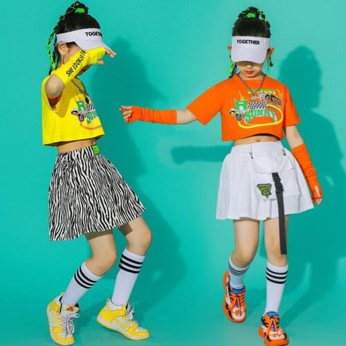 Jazz Dance Costume Girls Cheerlead Dancing Performance Clothing For Girls Summer Crop Tops Skirts Modern Hip Hop Clothes BL6012