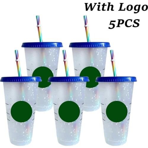 710ml Straw Cup With Logo And Lid Color Changing café Cup Reusable Кубак For Drink Milk Plastic Matte Finish Чашки Mug Dropship