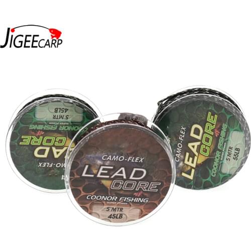 5M 35/45/55LB Braided Lead Core Carp Leader Line Camo Mainline Leadcore for Carp Chod Helicopter Rig Carp Coarse Fishing Line