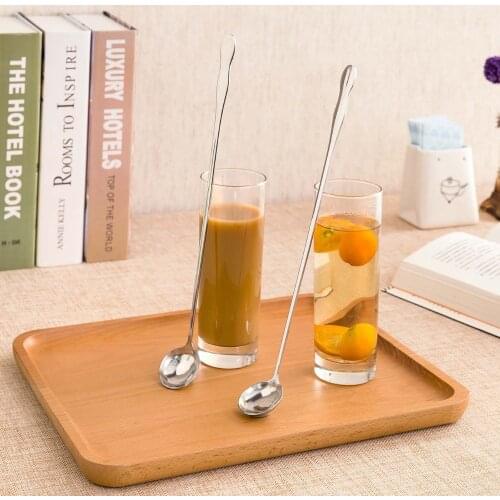 30CM Stainless Steel Long Handle Stir Spoon Creative Ice Cream Dessert scoop Korean Cocktail Coffee tea mixing Spoon Flatware