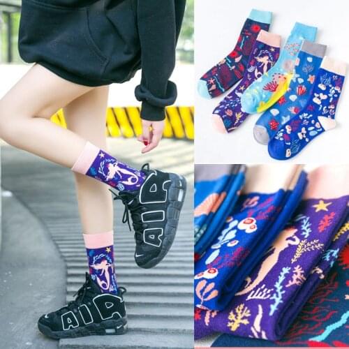 Cute Mid Sock Couple Kaleidoscope European and American Street Personality Sports Cotton Socks Korean College Trendy Socks