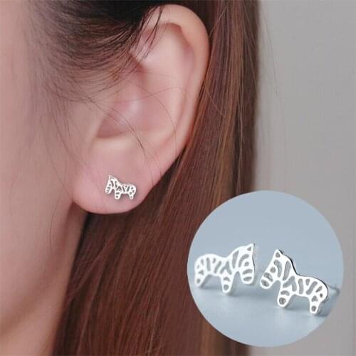 Oly2u Fashion Wild Animal Hollow Zebra Stud Earrings for Women Girls Daily Wear Gift Aretes De Mujer