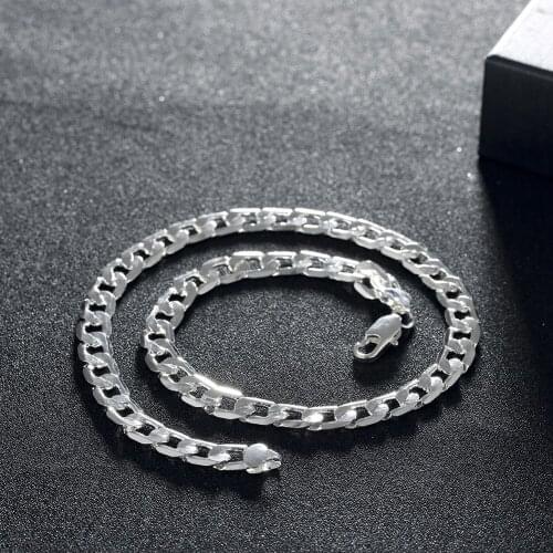 Fashion brand 925 Sterling Silver Necklace 20/24 inches luxury Jewelry classic 10MM Chain wedding mens Chain Christmas gifts