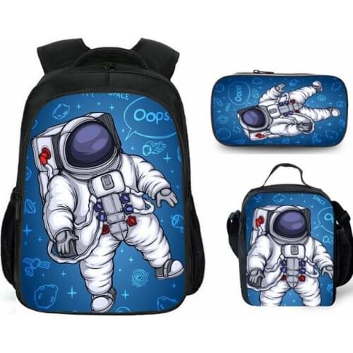 Cartoon astronaut backpack set fashion Pupils waterproof wear-resistant school bag 3 piece set anime students Rucksack Mochila