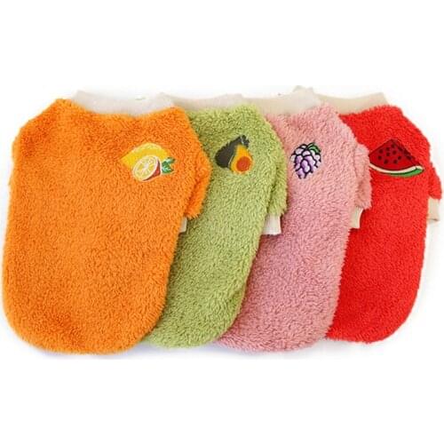 Soft Warm Fleece Dog Clothes Cute Fruit Printing Puppy Pet Sweater Comfortable Cat Pets Pullover Clothing for Small Large Dogs