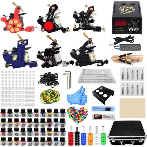 Complete Tattoo Set Coil Tattoo Machine Kit Shading Liner Tattoo Power Supply Needles Professional Tattoo Machine Kit Beginner
