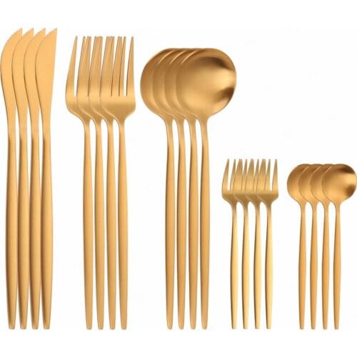 20 Pcs Dinnerware Set Stainless Steel Cutlery Set Forks Knives Spoons Gold Christmas Tableware Flatware Set Kitchen Accessories