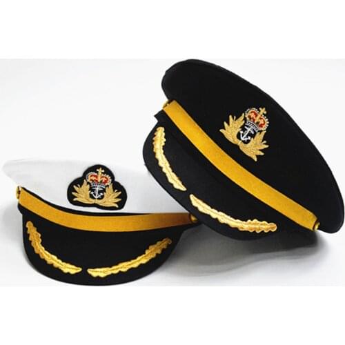 Newly Male Female Stage Performance Navy Hat White Master Uniform Hat Casual White Pilots Hat For Adult Kid Cosplay Military Cap