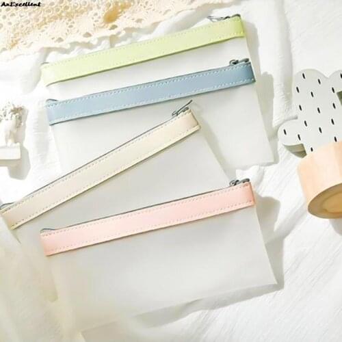 Transparent Simple Pencil Case Student Stationery Bag Korean Fashion Ins Pen Case Makeup Storage Pouches Coin Pocket Organizer