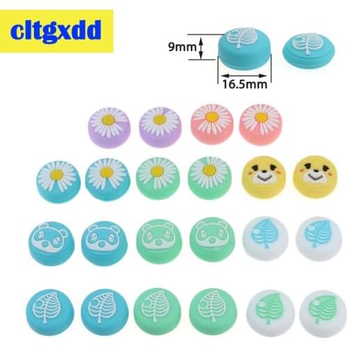 2pcs Silicone cap Animal Crossing Bear Leaf Pad Thumb Stick Grip Cap Joystick Cover Case For Nintendo Switch NS Lite Joy-Con