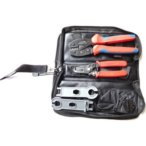 Solar pv crimping tool kits with MC4 crimping tool,MC3 crimp die,MC4 connectors wire stripper combined electrical tool set